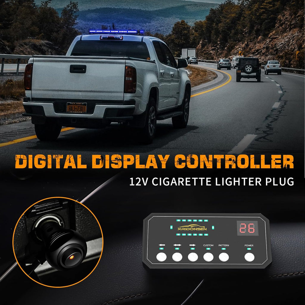 XRIDONSEN 28.4" 80 LED Roof Strobe Lights Top Magnetic Light Bar