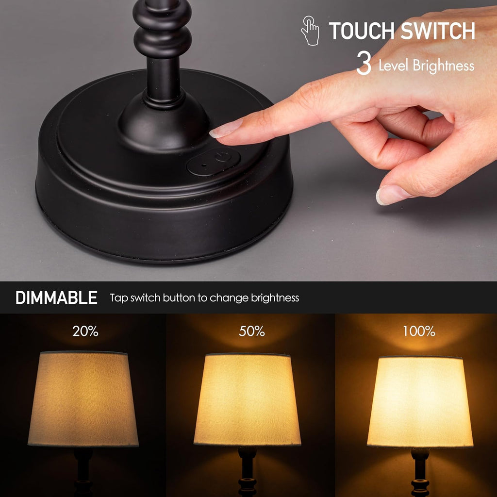 O’Bright Seraph mini – Cordless LED Table Lamp with Dimmer, Built-in Rechargeable Battery, 3-Level Brightness, Patio Table Lamp, Bedside Night Lamp, Ambient Light for Restaurant, Black