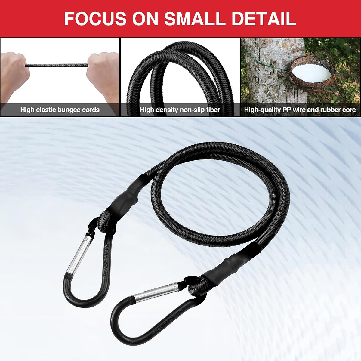 WORKPRO 24" Bungee Cords with Hooks, 4 Pack Heavy Duty Outdoor Bungee Strap