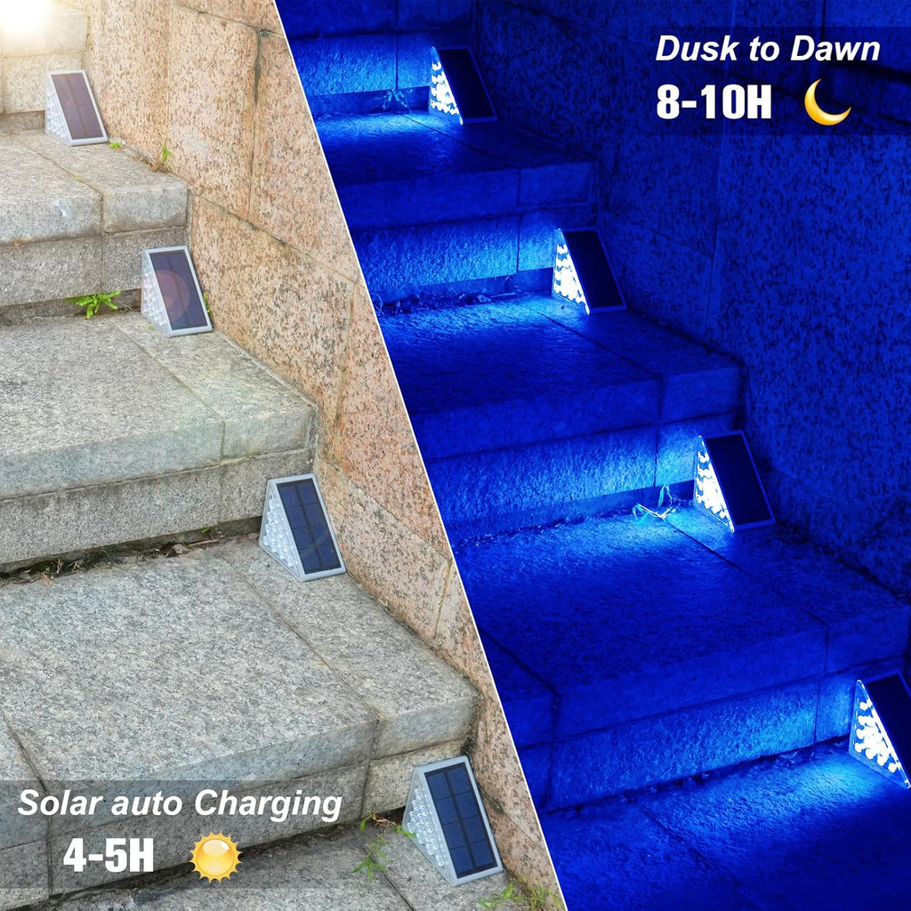 VOLISUN Solar Stair Lights 6 Pack, Solar Step Lights Outdoor Waterproof