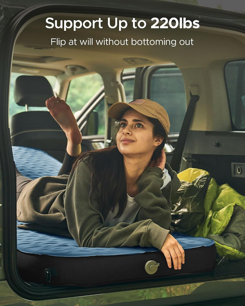Acacia 4" Thick Self Inflating Sleeping Pad with Foam, Innovative Y-Shaped Telescopic Structure, Ultraportable Camping Air Mattress with Pump Sack, Easy Roll Up Sleep Bed for Travel Tent Car
