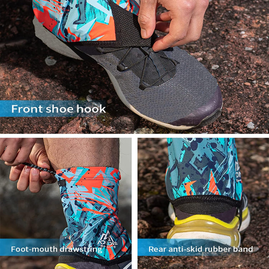 AONIJIE Low Trail Gaiters Ankle Protective Reflective Shoe Covers Sun Shielding Breathable Sand Prevention for Triathlon Hiking Climbing