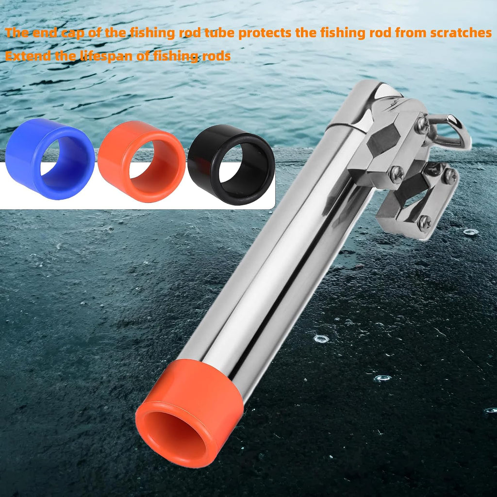 8 Pcs Orange Silicone Fishing Rod Holder Tube Cap Kit Fit for Fishing Rod Pole Rest Rack Insert Protectors Fishing Cart Accessories