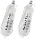 CLINTT 500ml Soft Flask, Foldable Running Water Bottle, TPU Folding Soft Water Flask, BPA-Free Collapsible Flask for Hydration Pack Running Vest, Cycling, Climbing, Hiking - 2Pcs, White