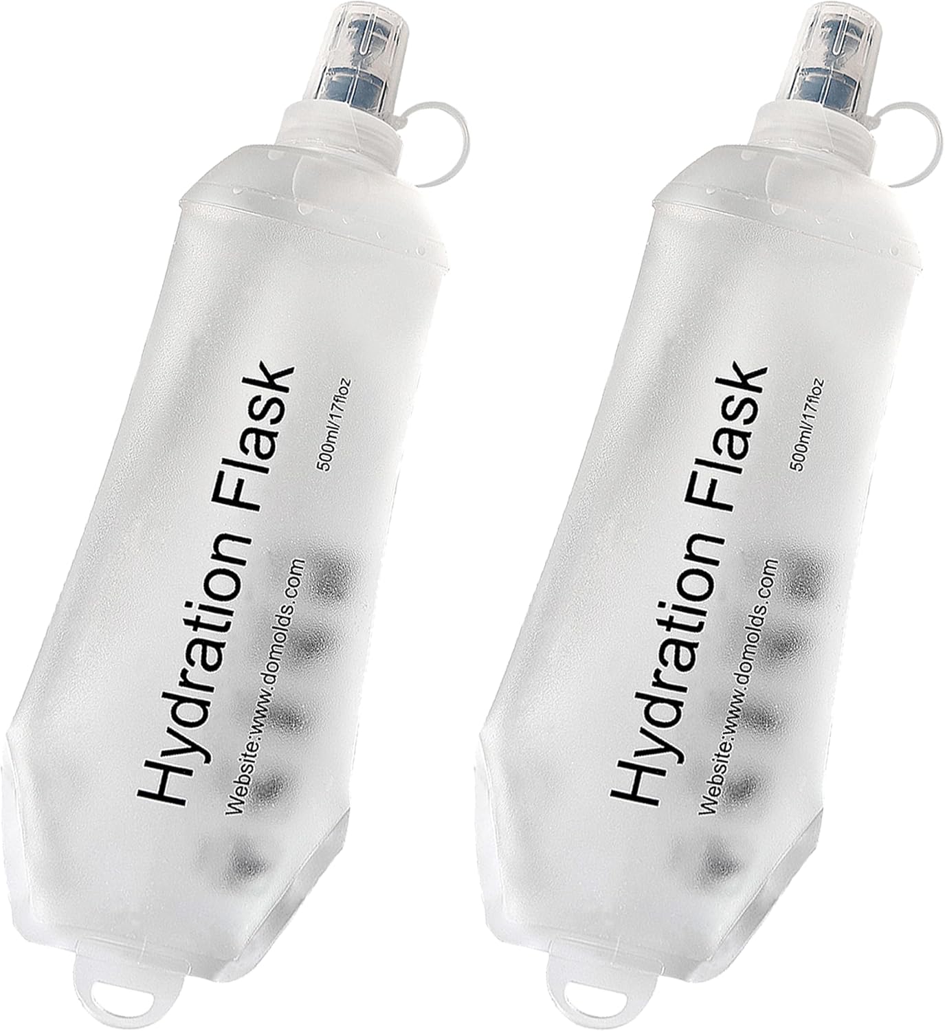 CLINTT 500ml Soft Flask, Foldable Running Water Bottle, TPU Folding Soft Water Flask, BPA-Free Collapsible Flask for Hydration Pack Running Vest, Cycling, Climbing, Hiking - 2Pcs, White