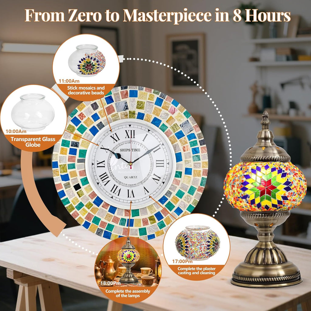 DIY Turkish Mosaic Lamp Kit for Adults & Teens, 5.2" Shade, Colorful