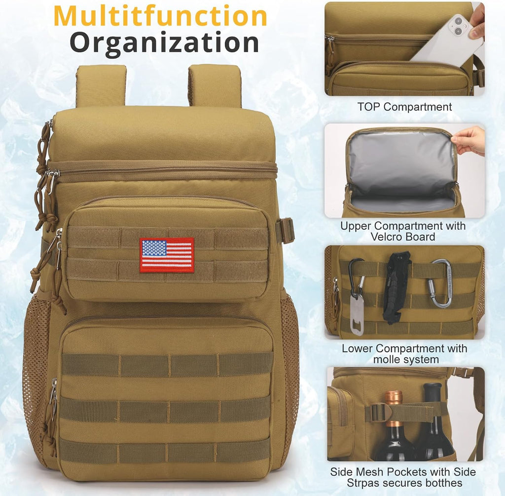 Tactical Backpack Cooler for Men,25L Insulated Lunch Ice Chest for Work