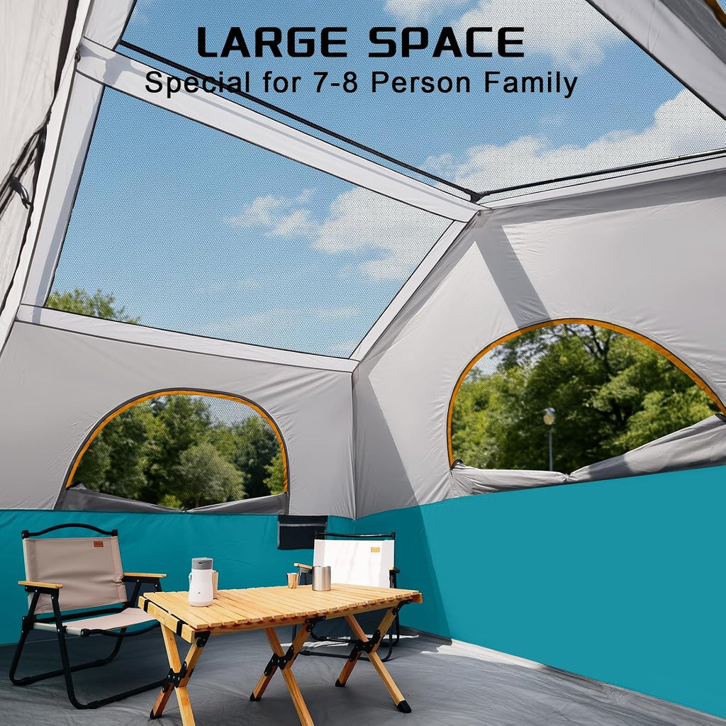 HG 6-8 Person Camping Tent Waterproof Family Cabin Tent for Camping