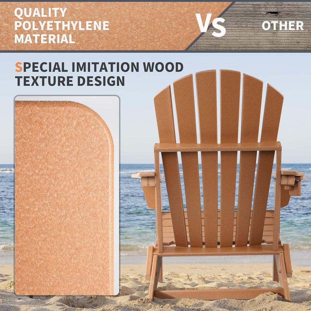 FUNBERRY Oversized Folding Adirondack Chair, Fire Pit Chairs 400LBS