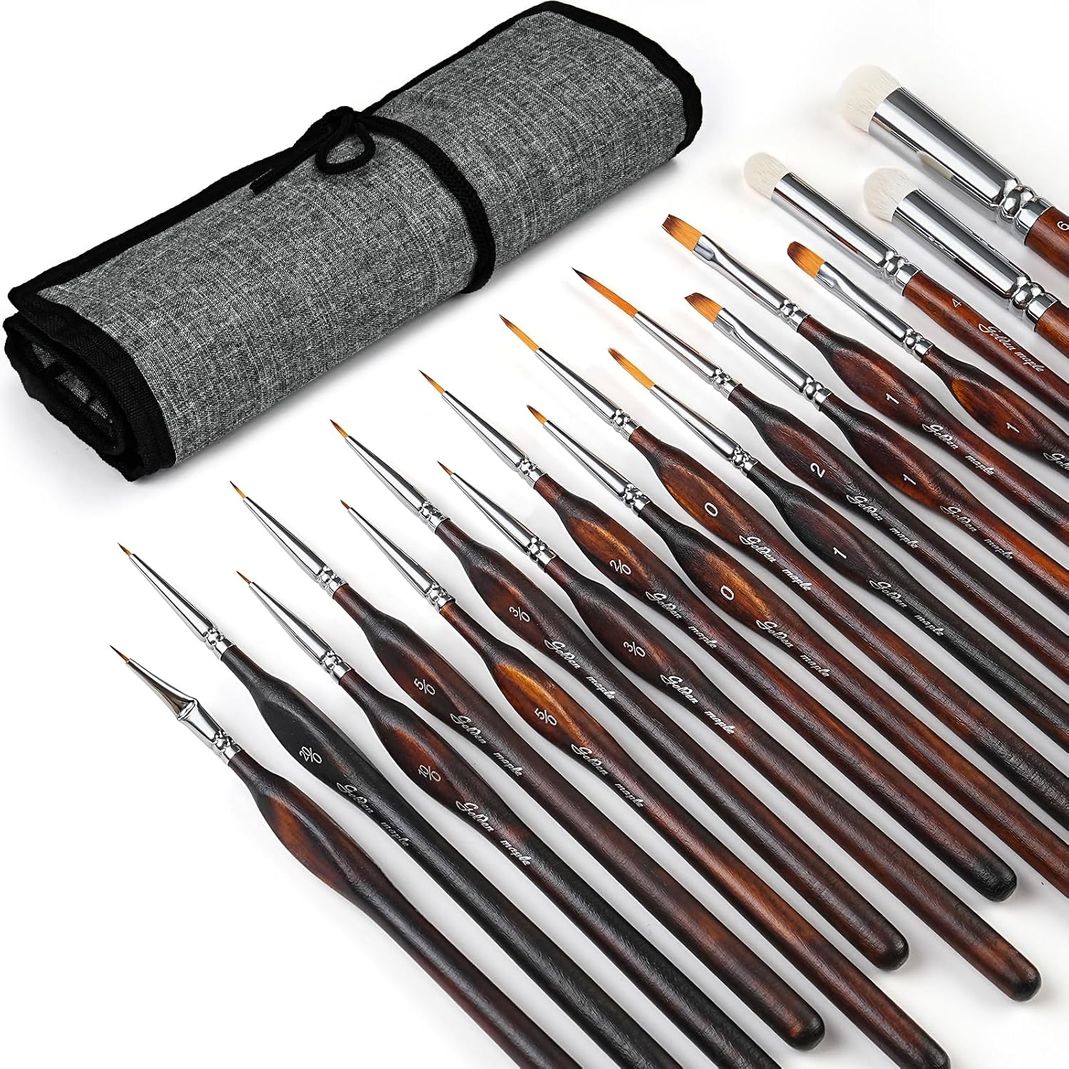 Golden Maple Dry Brush Miniature Painting, 18PC Miniature Paint Brushes Model Brushes Micro Detail Paint Brush Set, Fine Detailing for Acrylics, Watercolors, Models, Figurine