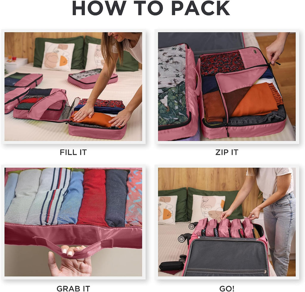 Large Packing Cubes for Travel - 5pc Packing Cubes for Suitcases - Lightweight Luggage Organizer Bags (Non-Compression)
