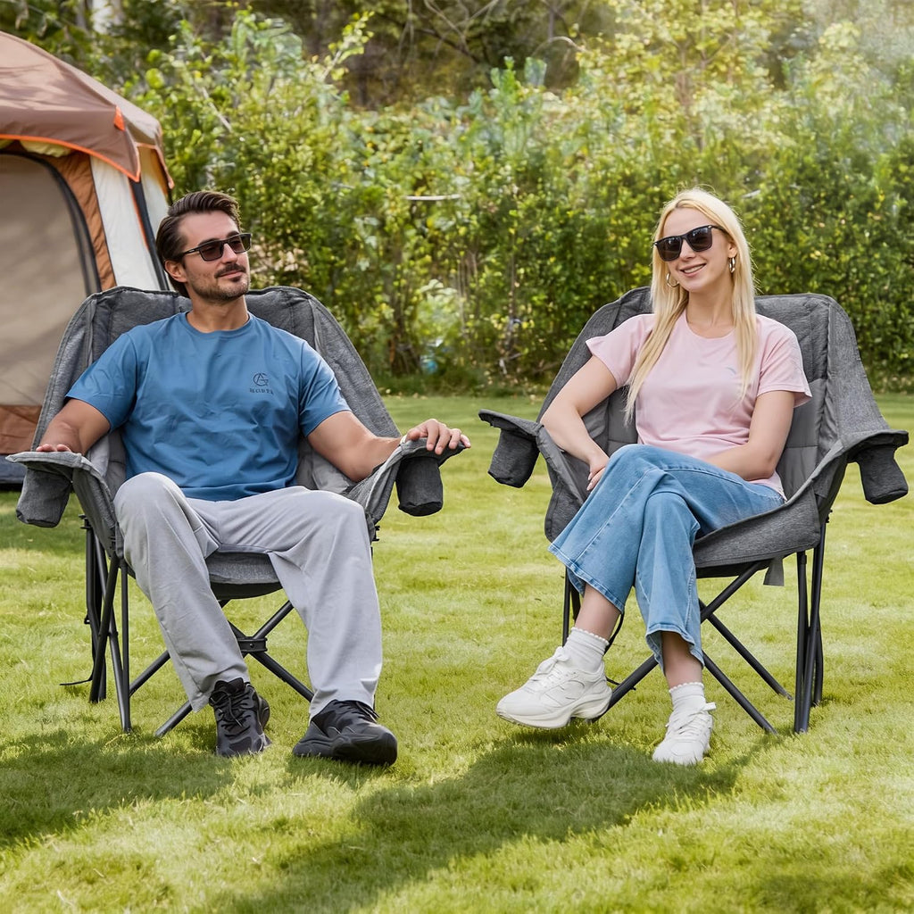 Oversized Camping Chairs with Cup Holder 500LBS,Grey