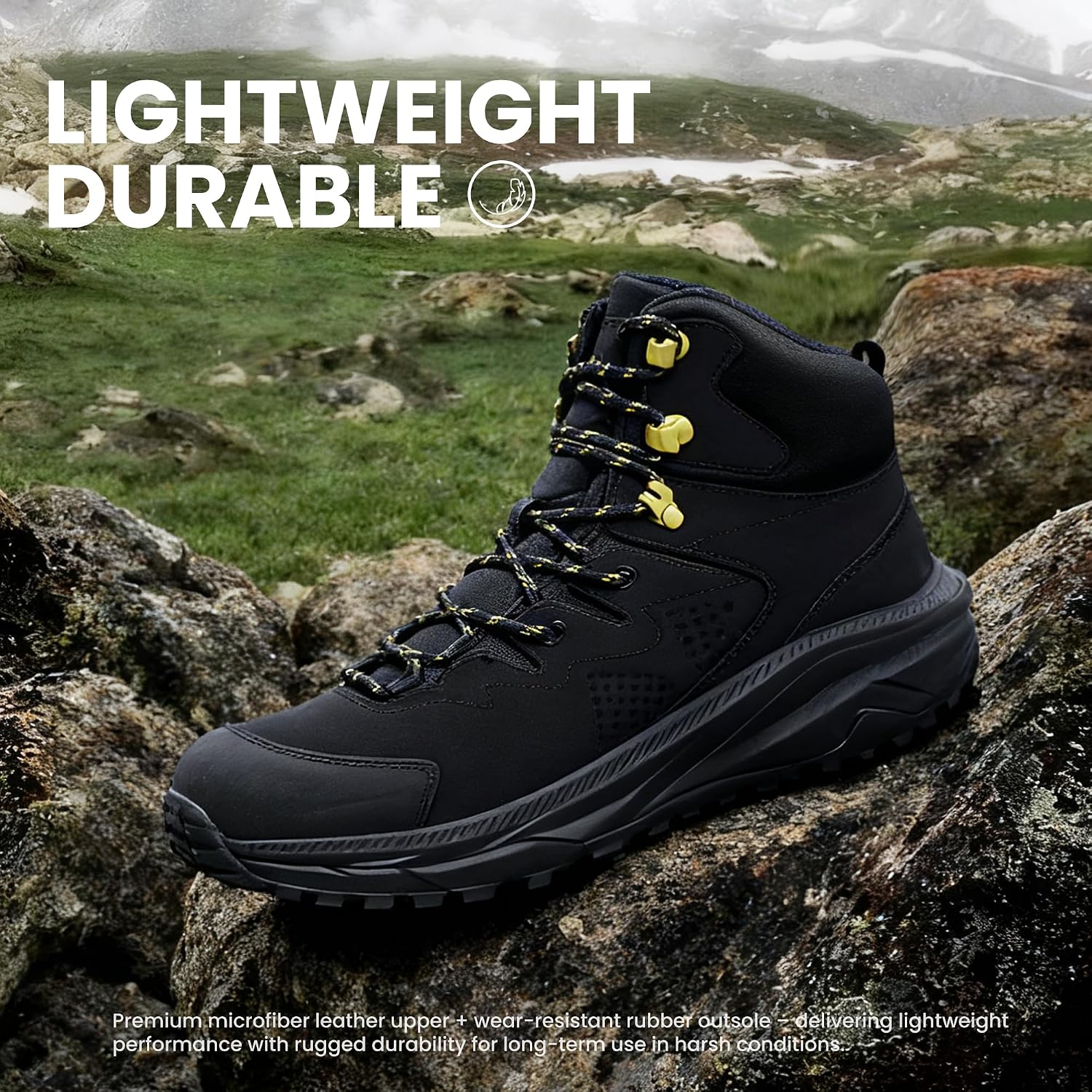 Men‘s Waterproof Hiking Boots, Slip-Resistant All-Terrain Grip