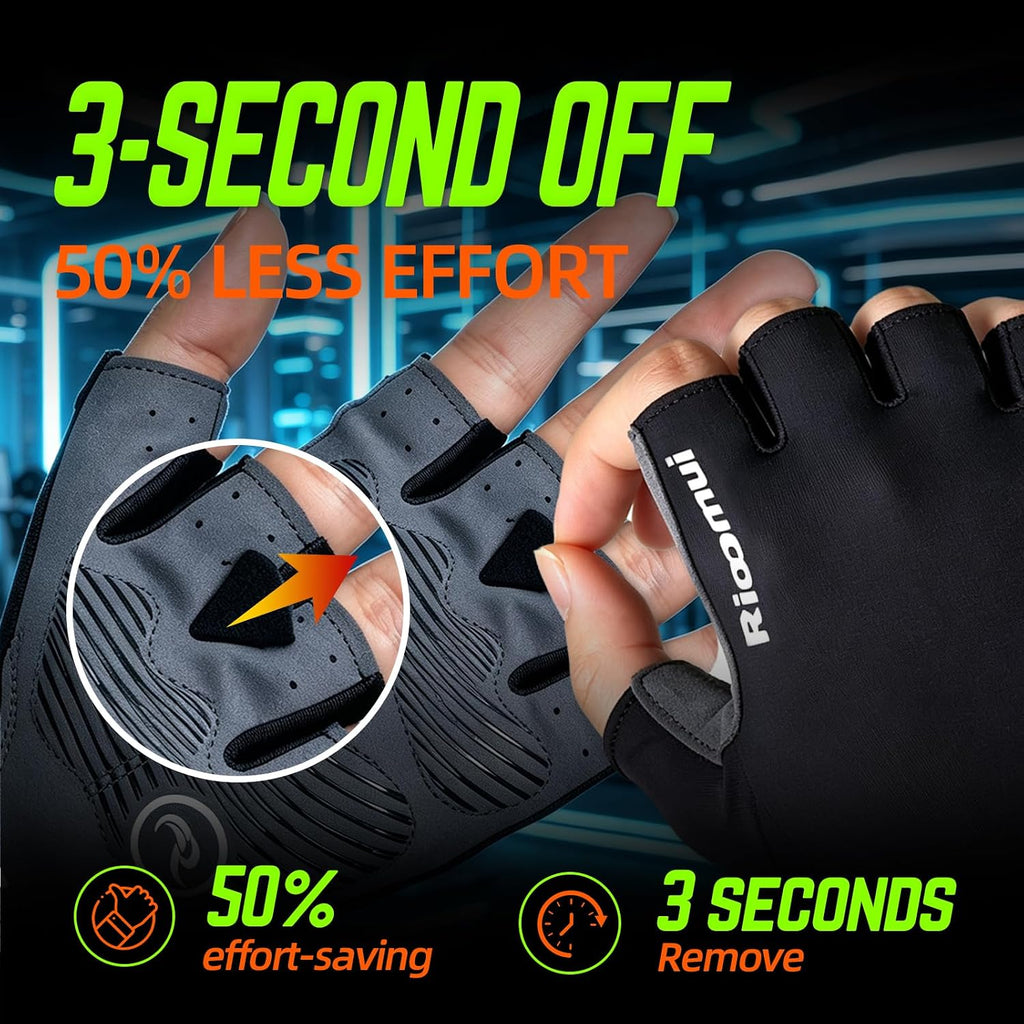 Bike Cycling Gloves for Men Women, 5mm Padded Half Finger Anti Slip