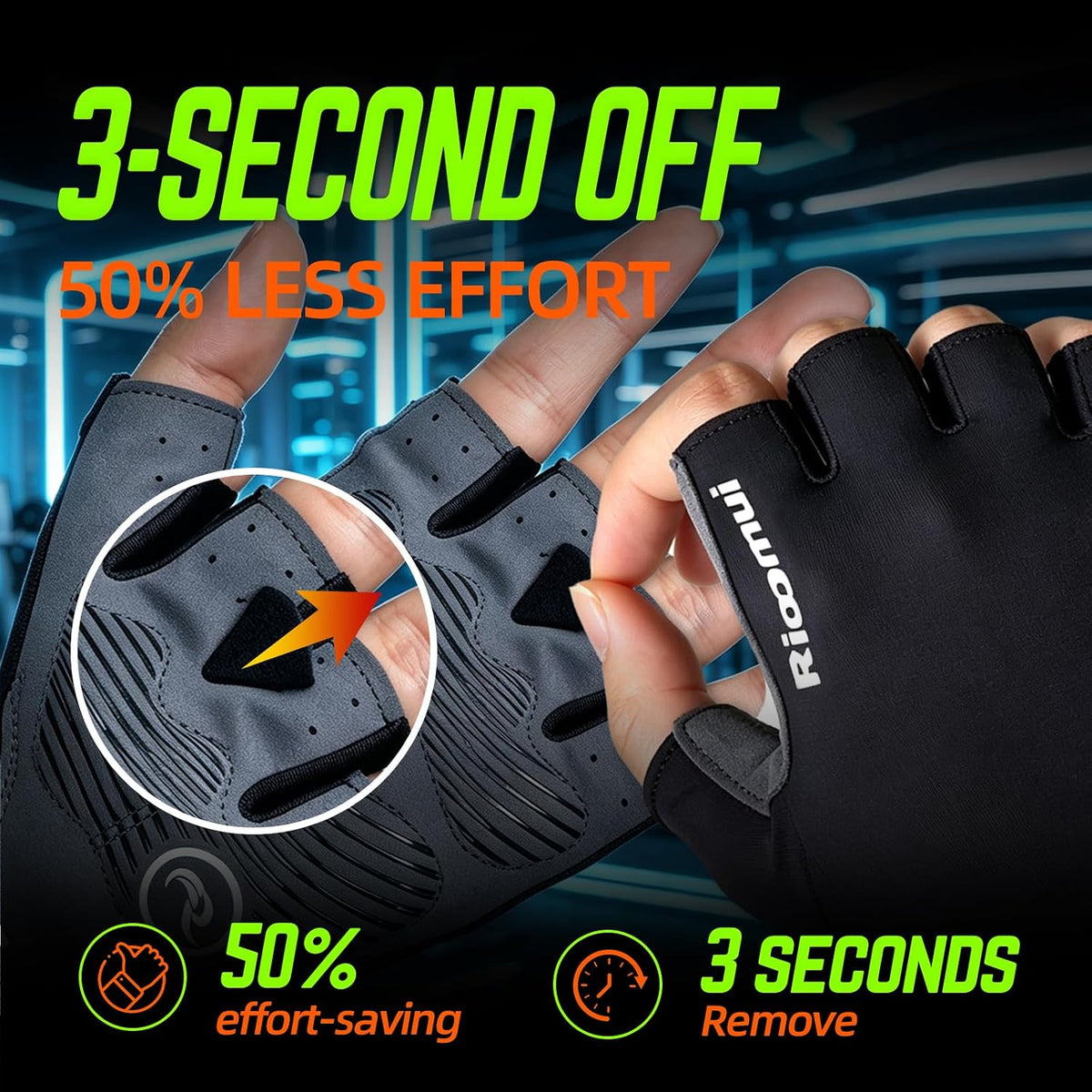 Bike Cycling Gloves for Men Women, 5mm Padded Half Finger Anti Slip