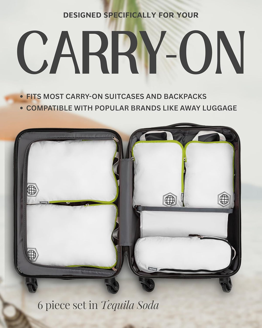 TRIPPED Travel Gear Compression Packing Cubes for Carry-On Travel 6-Pack