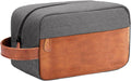 Elviros Men's Hanging Toiletry Bag, Water-Repellent PU Leather, Grey