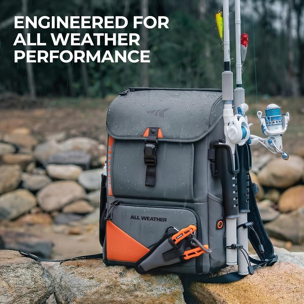 KastKing All Weather Waterproof Fishing Backpack With 2 Rod Holder
