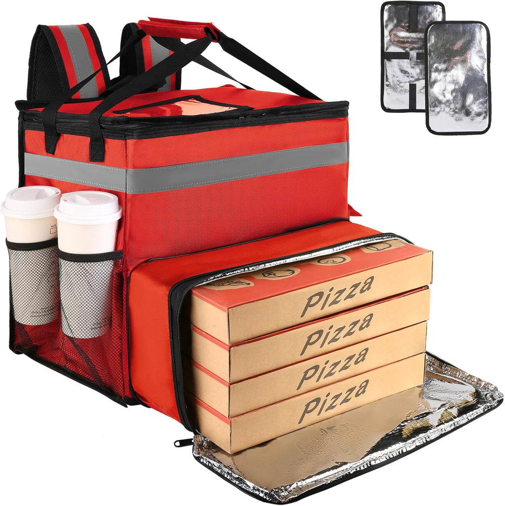 Insulated Food Delivery Backpack with Cup Holders, Expandable Bag