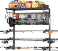 Olakee Wall Mount Fishing Rod Holder for Garage, Holds 6 Pole Rack