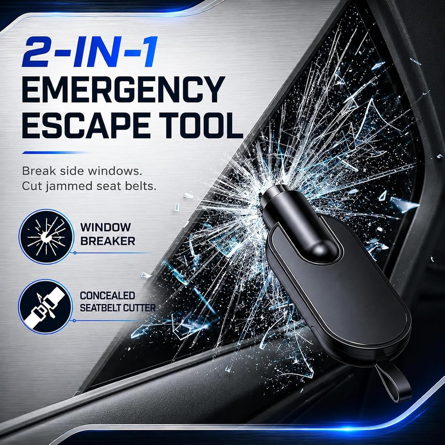 Terrastrike Car Escape Tool, Window Breaker & Seat Belt Cutter, 2-Pack