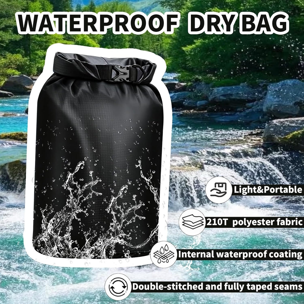 Dry Bag Waterproof 3 Pack Lightweight Outdoor Dry Sack, 6L&10L&20L, Black
