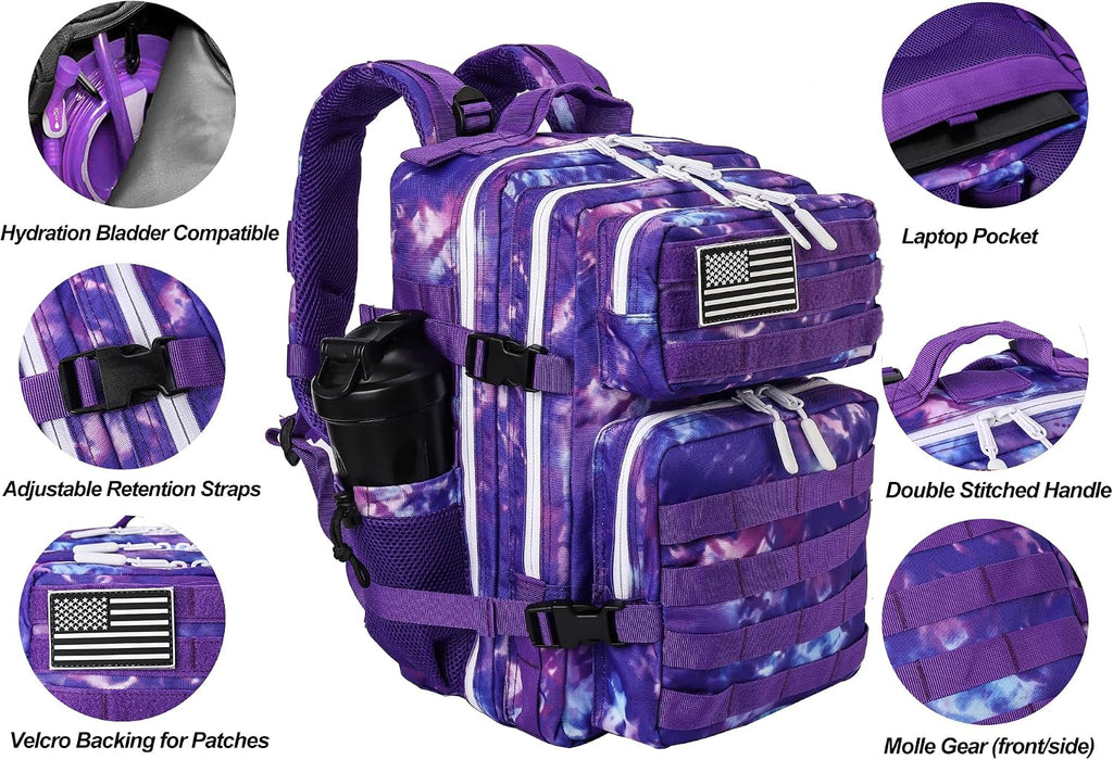 LHI Tactical Military Backpack for Men and Women 25L/35L Army Assault Pack Bag Small Rucksack with Bottle Holder
