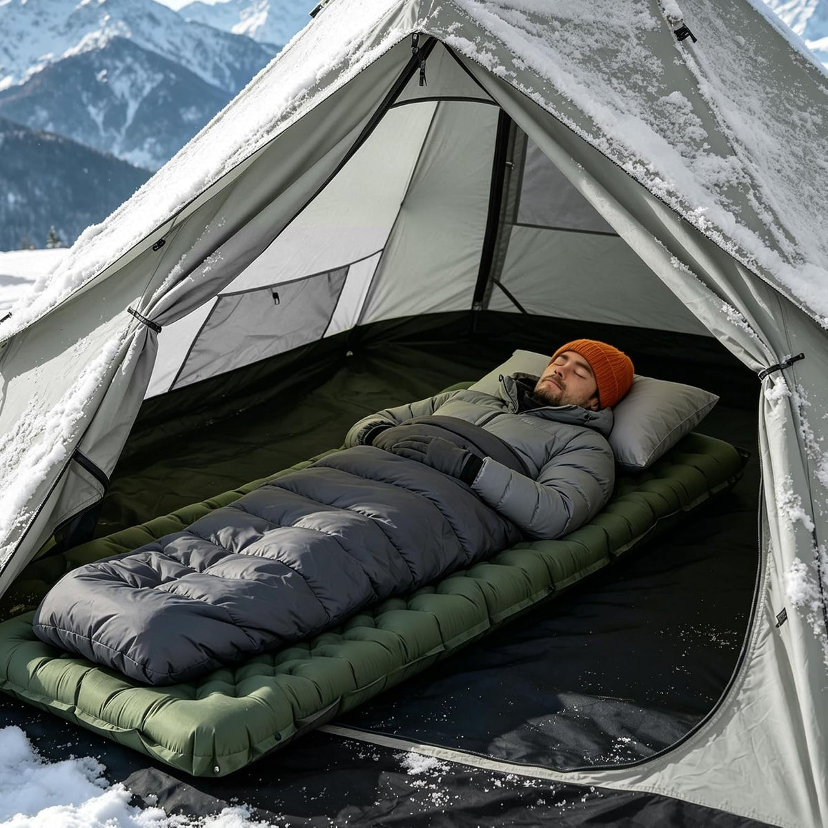 Lamberia 9.0 R Value Self Inflating Sleeping Pad, 5" Thick Camping Bed