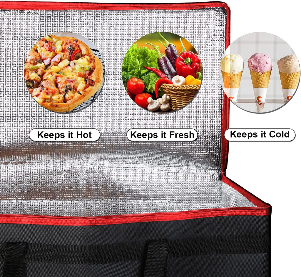 musbus For doordash catering bag 22x14x13 Black Red Insulated Food Delivery Bag Cooler Bags Keep Food Warm Catering Therma for doordash Catering Cooler BagsTherma Shopper hot XXXL 22w x 14 lx 13d