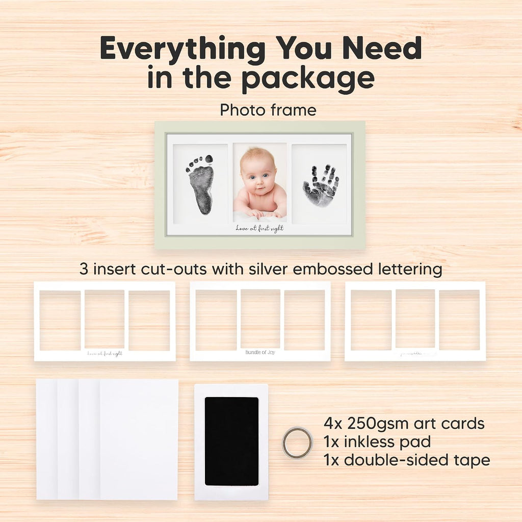 KeaBabies Inkless Hand and Footprint Kit, Boy Girl Newborn Keepsake (Sage)
