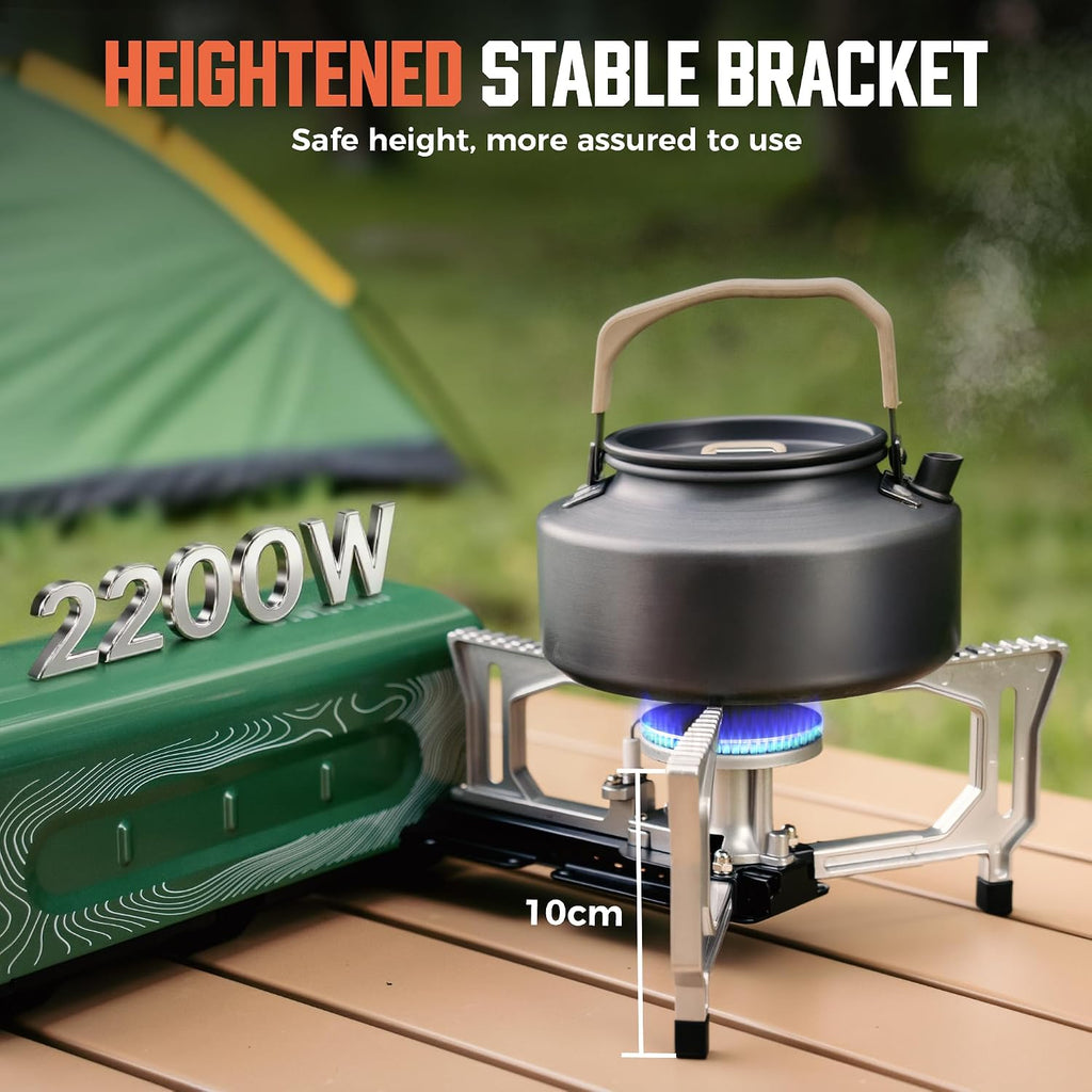 BIG HORN OUTDOORS Butane Camping Stove, Portable Folding Gas Burner with Carry Bag for Camping, Emergency Use and Outdoor Cooking