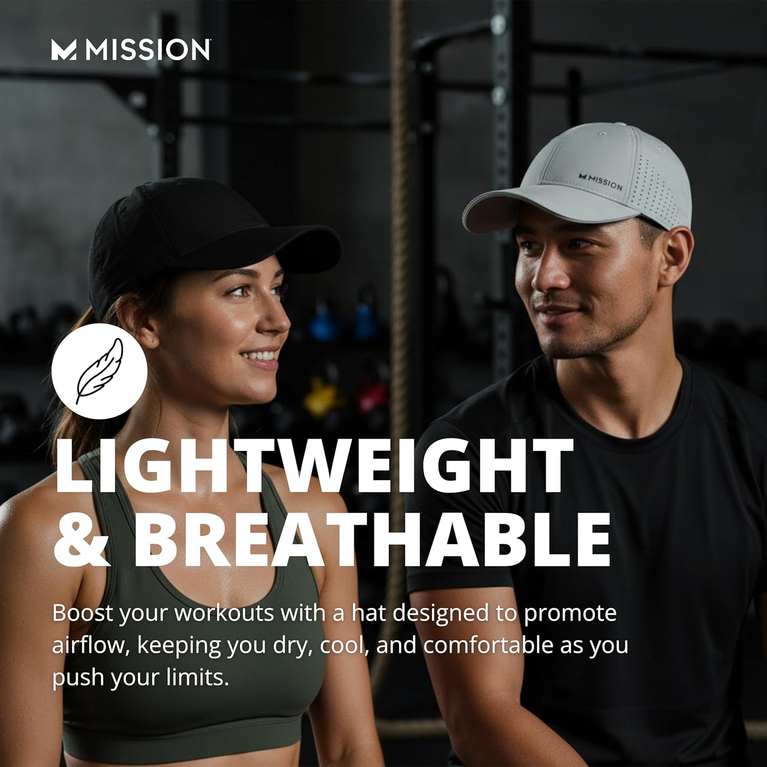 MISSION Cooling Vented Performance Hat Unisex Cap for Workouts, Golf & Running, Sweat & Water Activated Technology