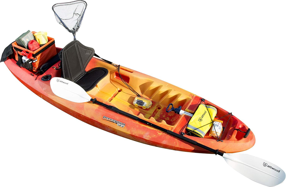 Attwood Kayak Paddle, Asymmetrical, 2-Piece, Heavy-Duty Aluminum with Comfort Grips, 7 Feet