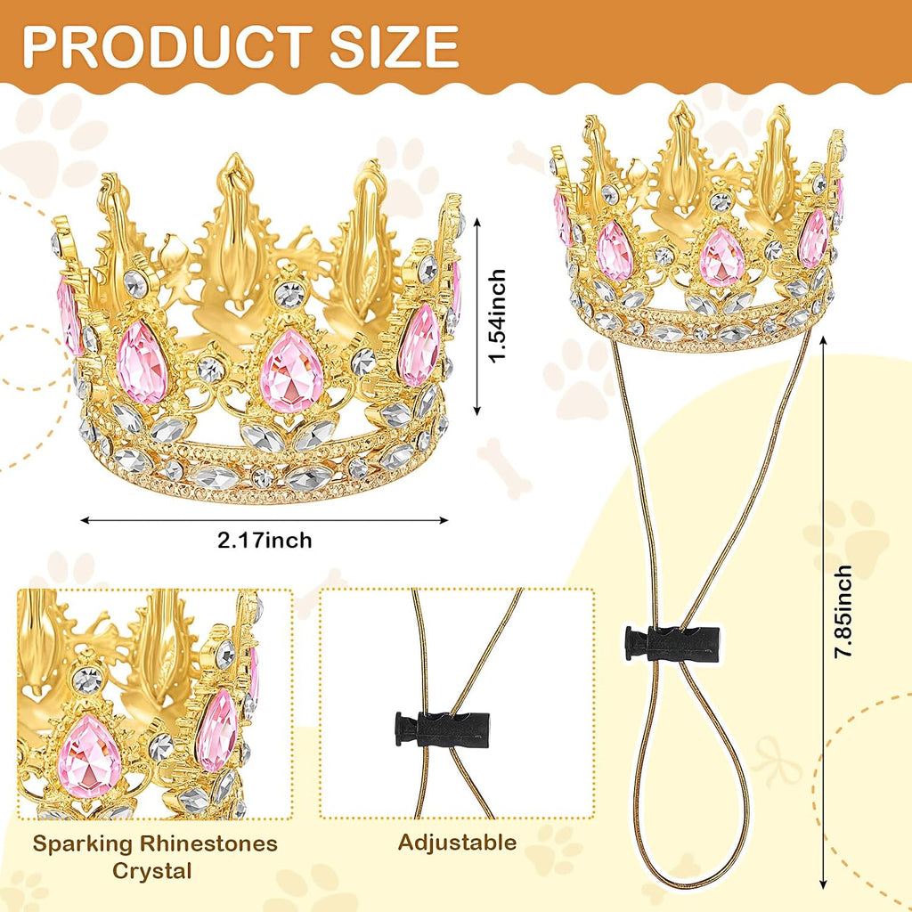 Abbylike Dog Birthday Crown Queen for Pet Costume,Pink,Small