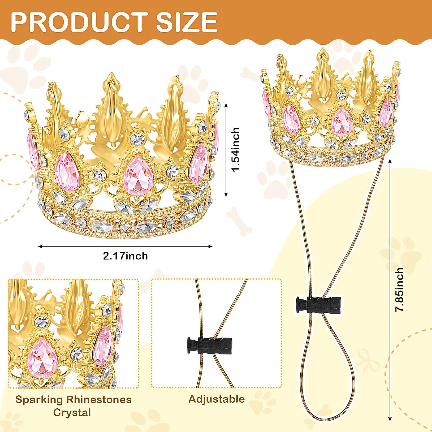 Abbylike Dog Birthday Crown Queen for Pet Costume,Pink,Small