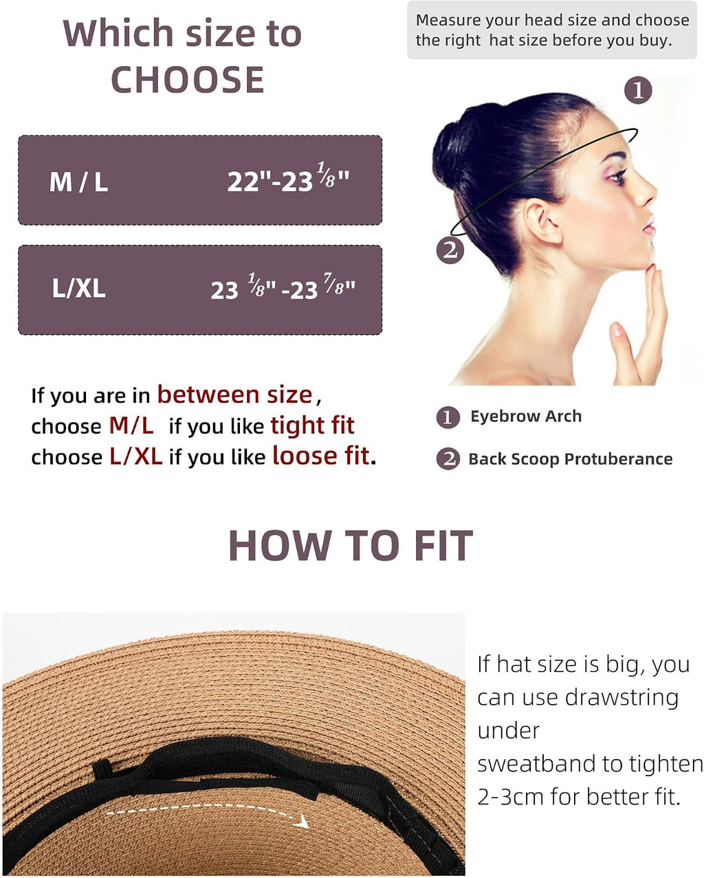 FURTALK Womens Mens Wide Brim Straw Panama Hat Fedora Summer Beach Sun Hat