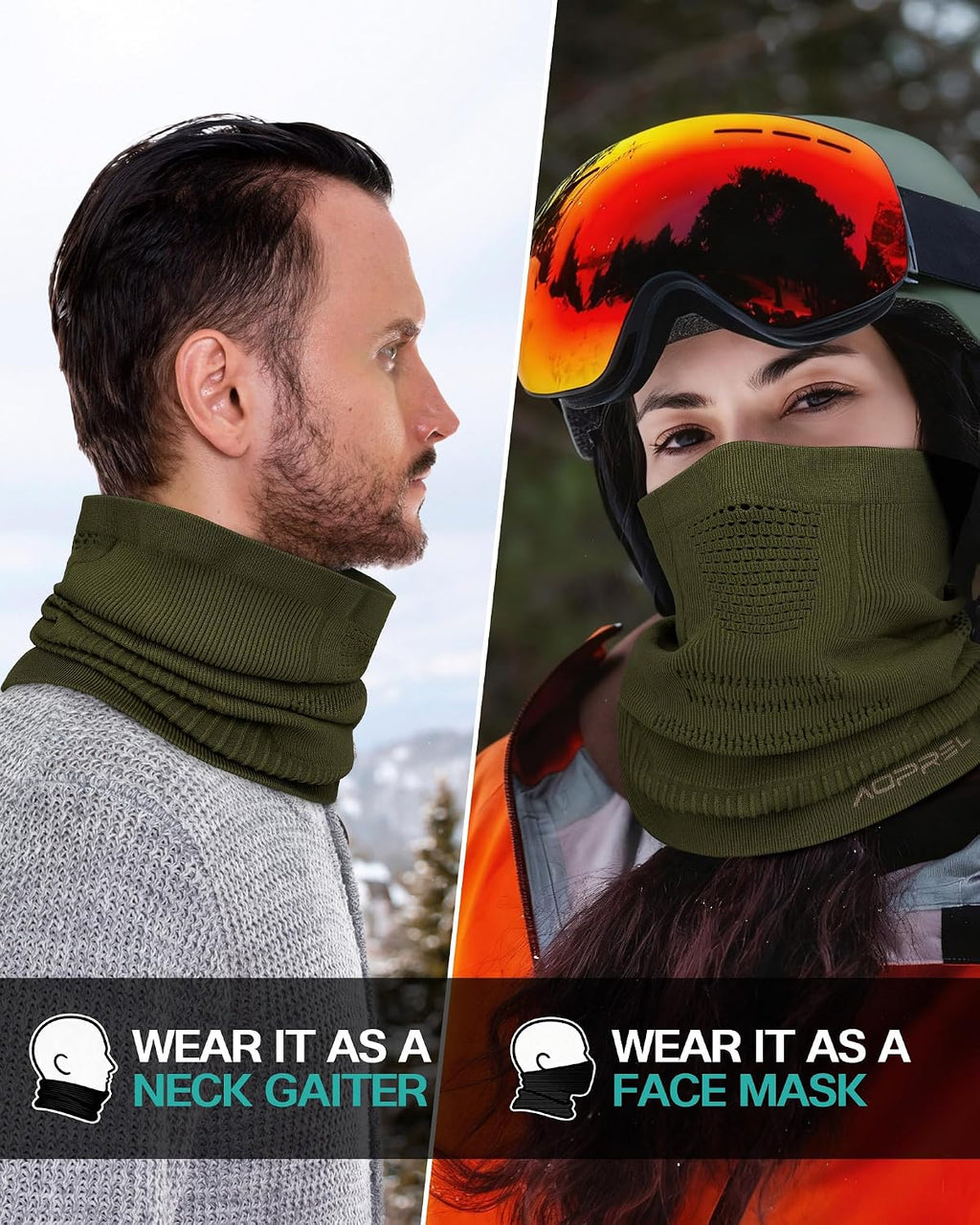 AOPREL Winter Neck Gaiter Breathable Neck Warmer Windproof Half-Face Mask