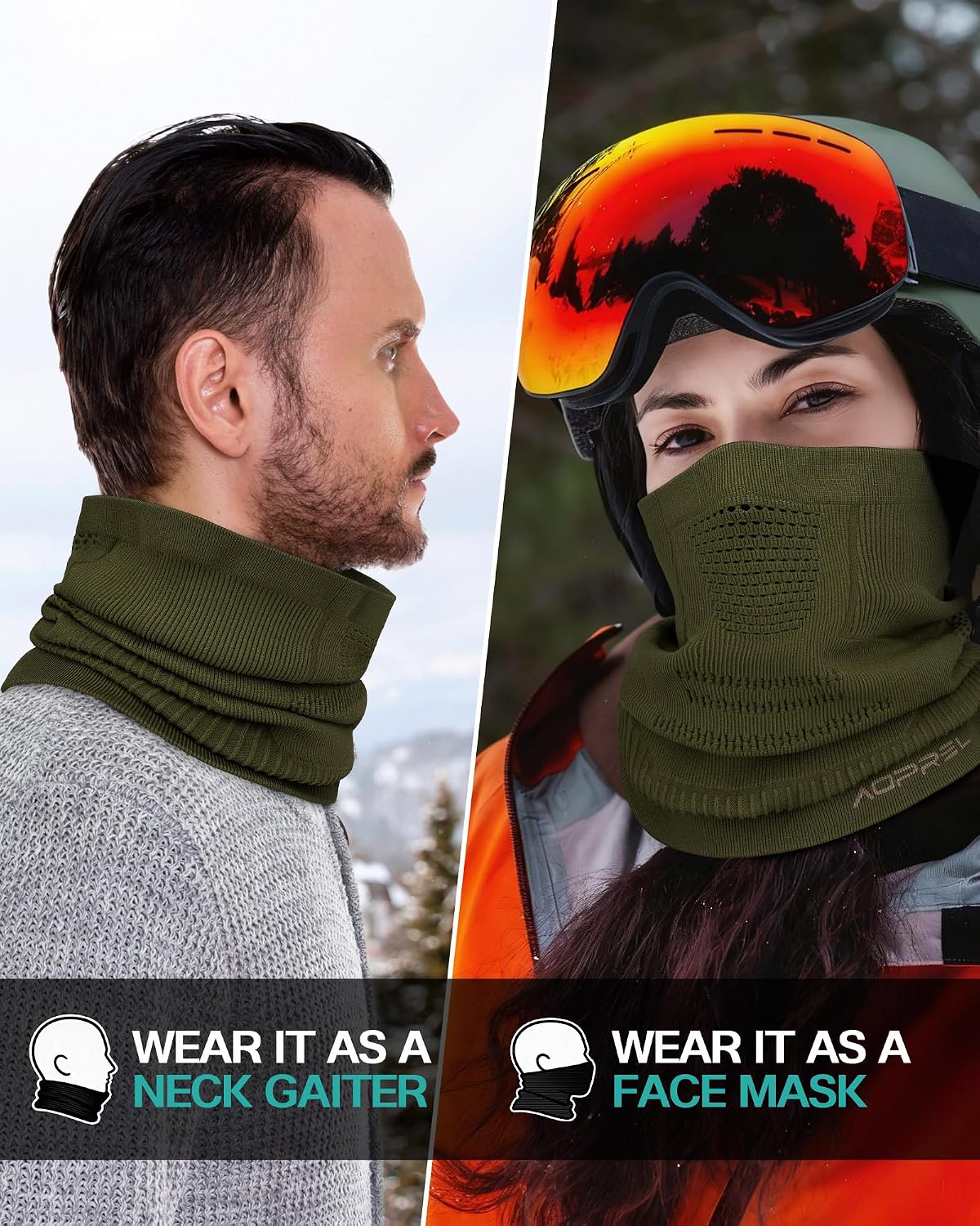AOPREL Winter Neck Gaiter Breathable Neck Warmer Windproof Half-Face Mask