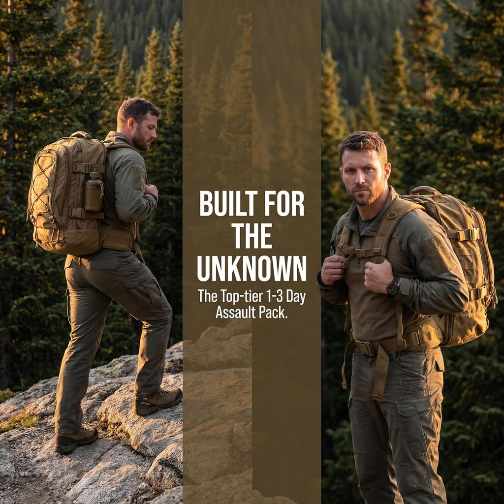 Miramrax Tactical Backpack Military Army Daypack - Assault Pack for Men Molle Backpacks Bug Out Bag 3 Day Pack for Hiking Camping Travel Hunting Rucksack Trekking Coyote