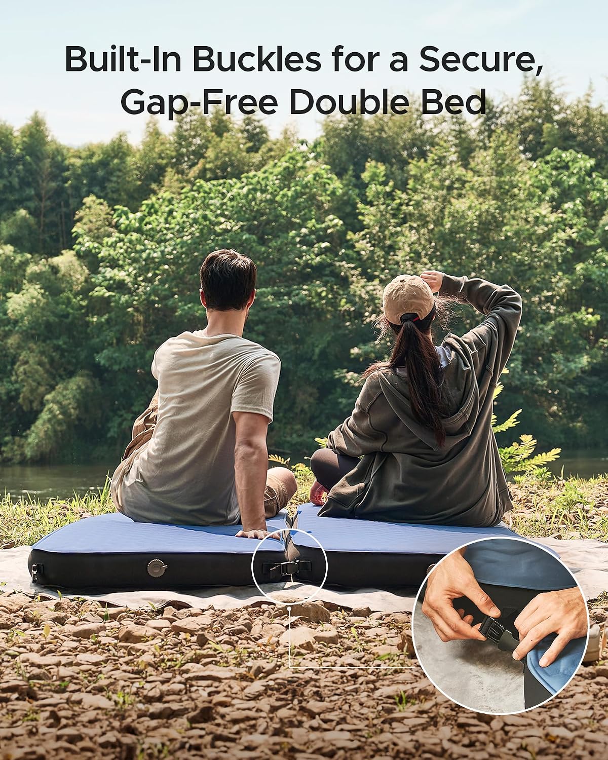 Acacia 4" Thick Self Inflating Sleeping Pad with Foam, Innovative Y-Shaped Telescopic Structure, Ultraportable Camping Air Mattress with Pump Sack, Easy Roll Up Sleep Bed for Travel Tent Car