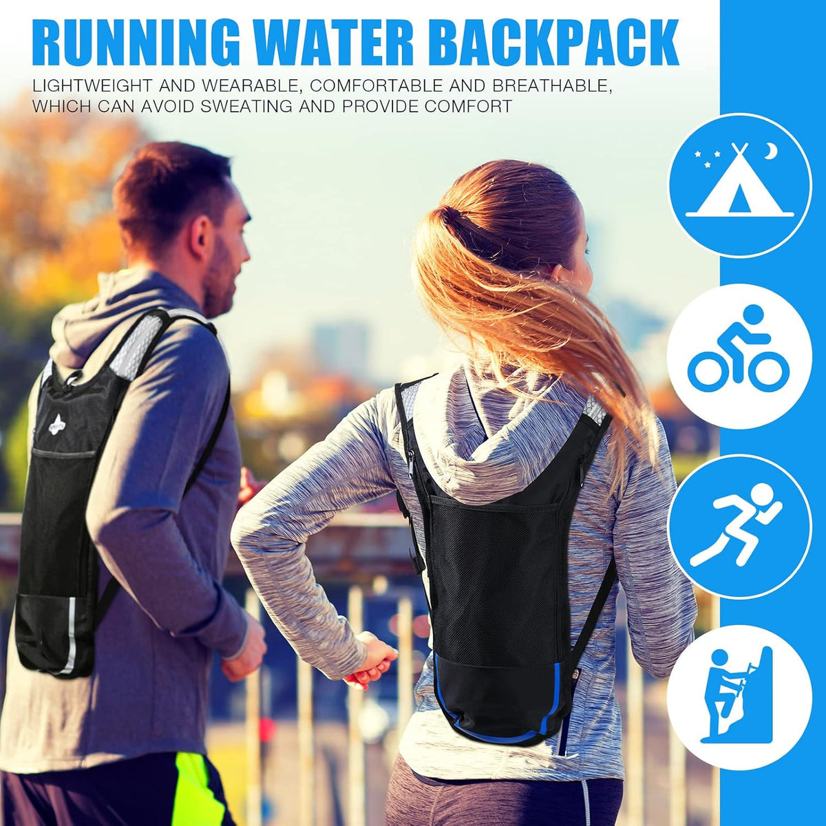 Reginary 2 Pack Hydration Backpack with 2L Water Bladder, Blue, White