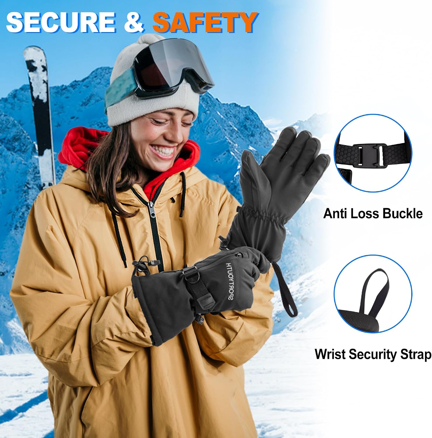 SPORTYOUTH Winter Gloves for Men Women, 3M Thinsulate Thermal Insulation