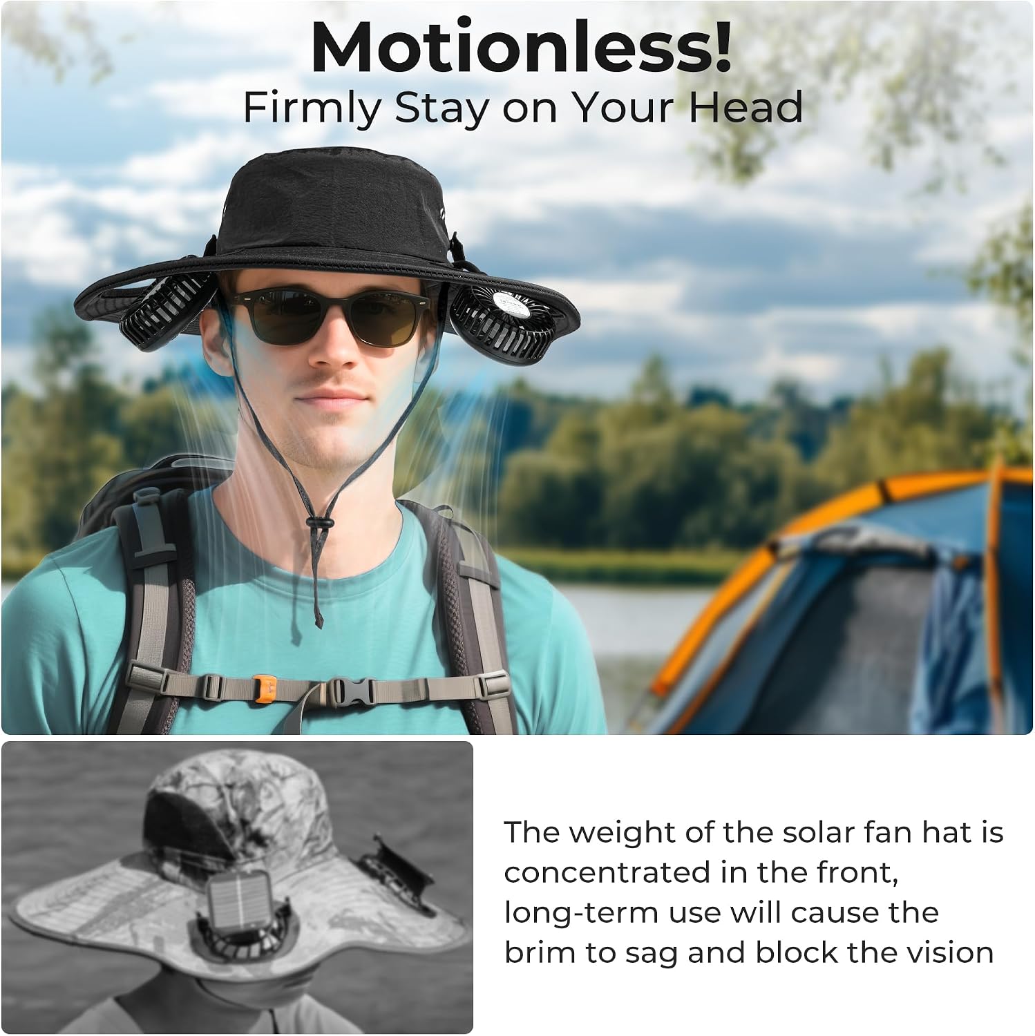 AMACOOL Bucket Hat Fan, Gifts for Him Father Dad Husband, Fishing Essentials for Women Men Camping Hiking Beach Gardening