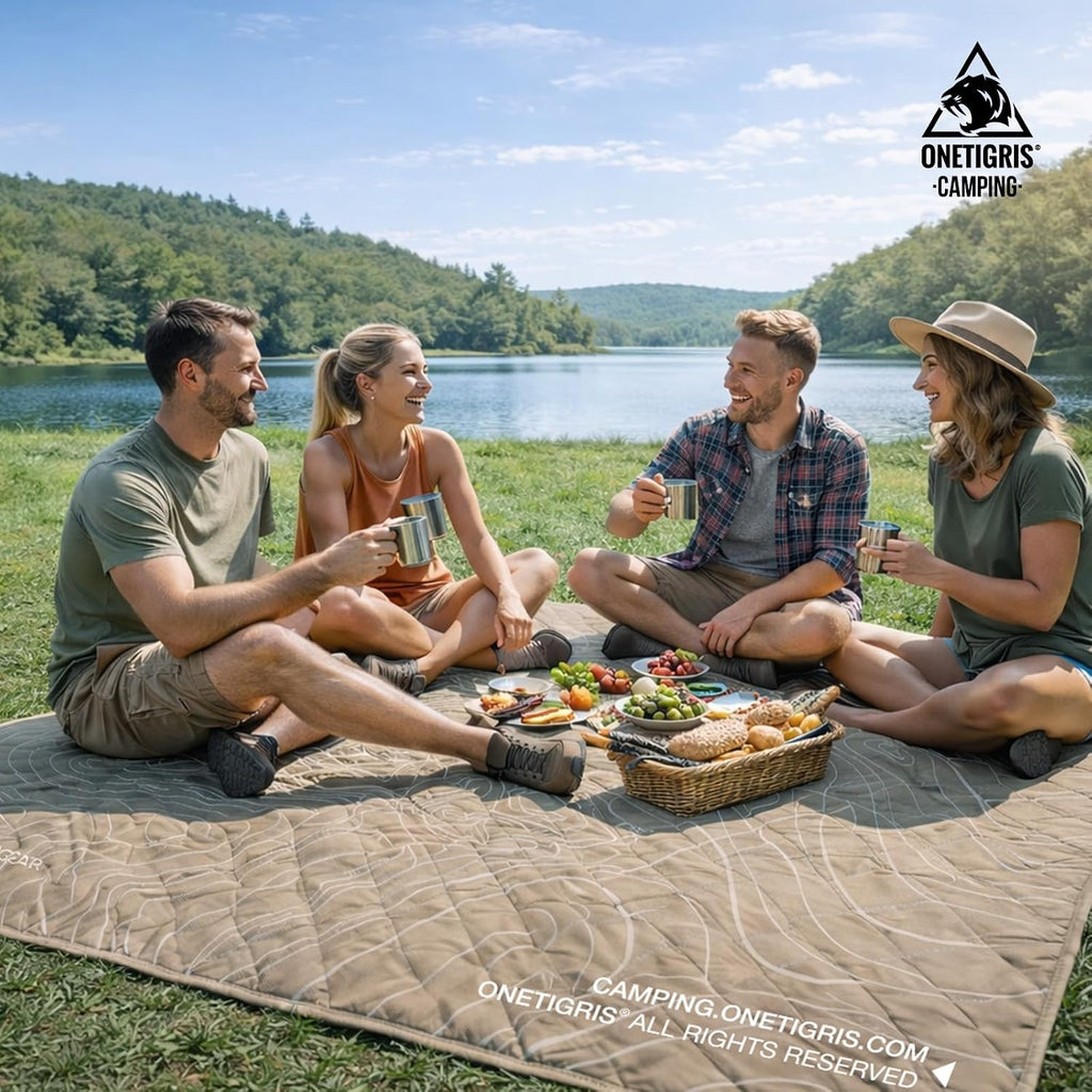ONETIGRIS CAMPING Waterproof Picnic Blanket, Large Outdoor Blanket