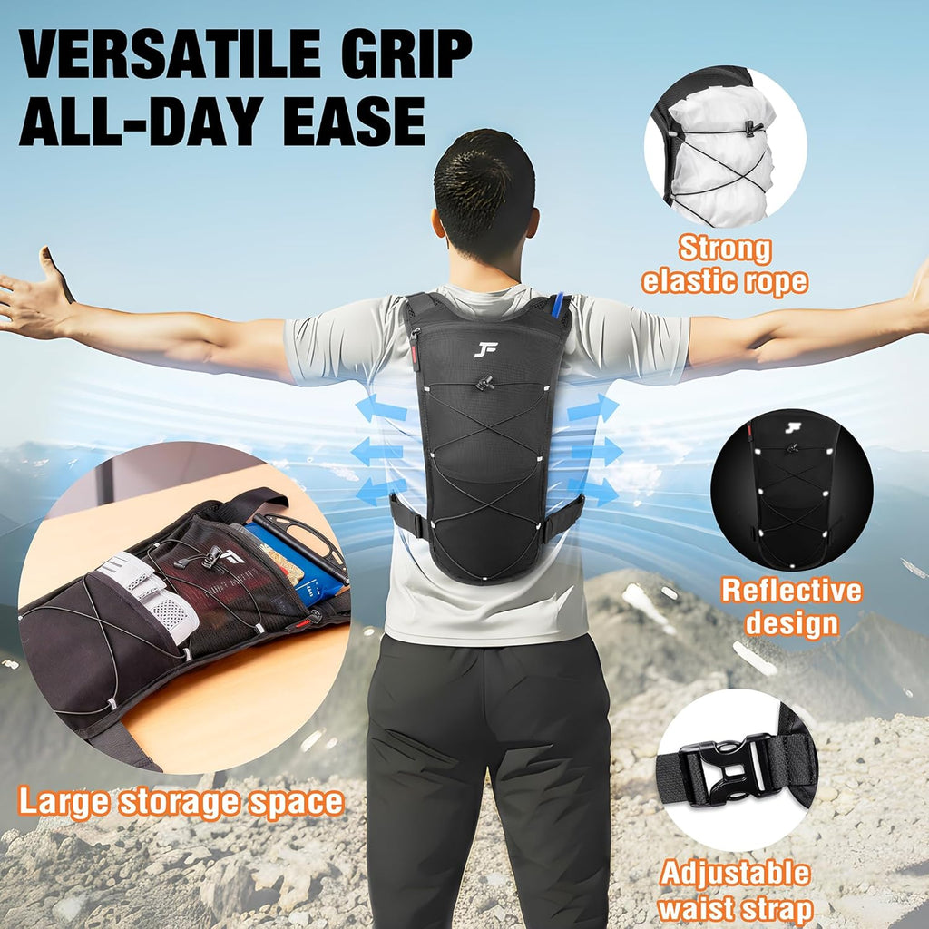 JXFUKAL Running Vest, Lightweight Hydration Backpack with 2L Water Bladder, Reflective Hydration Pack, Tactical Chest Pack Bag for Hiking Running Cycling Marathon for Women Men