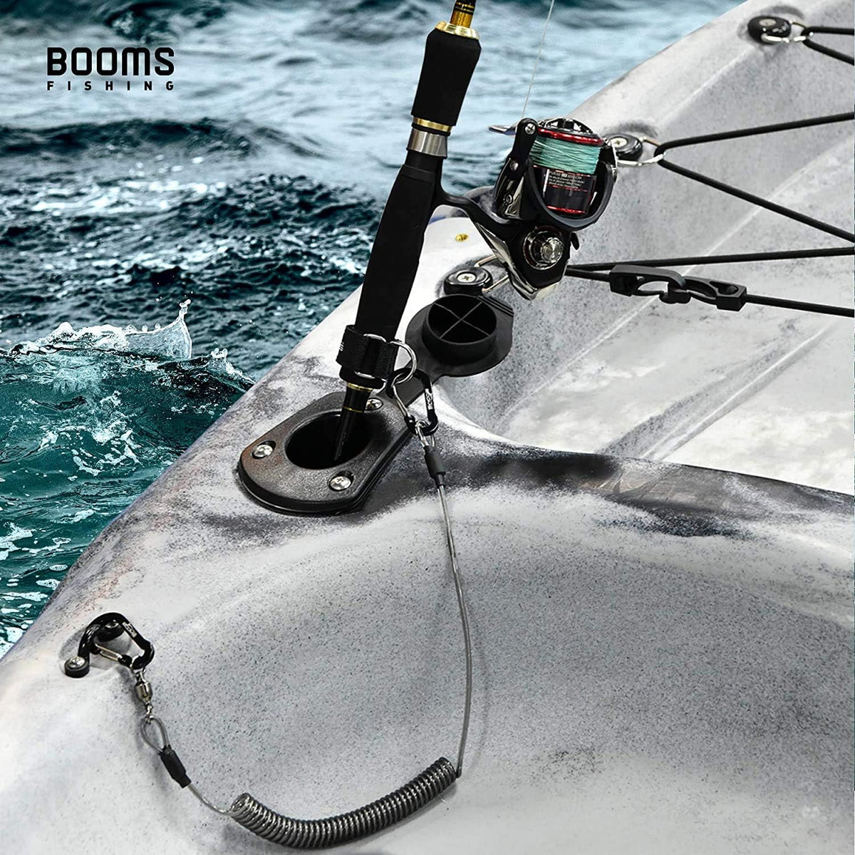 Booms Fishing T02 Fishing Pole Tether, Kayak Paddle Leash, Paddle Board Fishing Accessories, Heavy Duty Fishing Lanyard for Fishing Tools/Rods/Paddles
