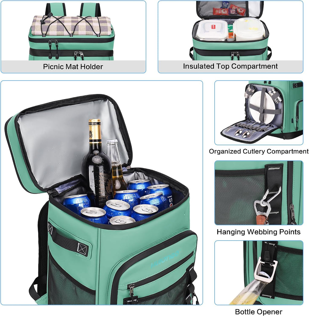 Hulongo Large Waterproof Insulated Cooler Backpack, 30L, 48Cans