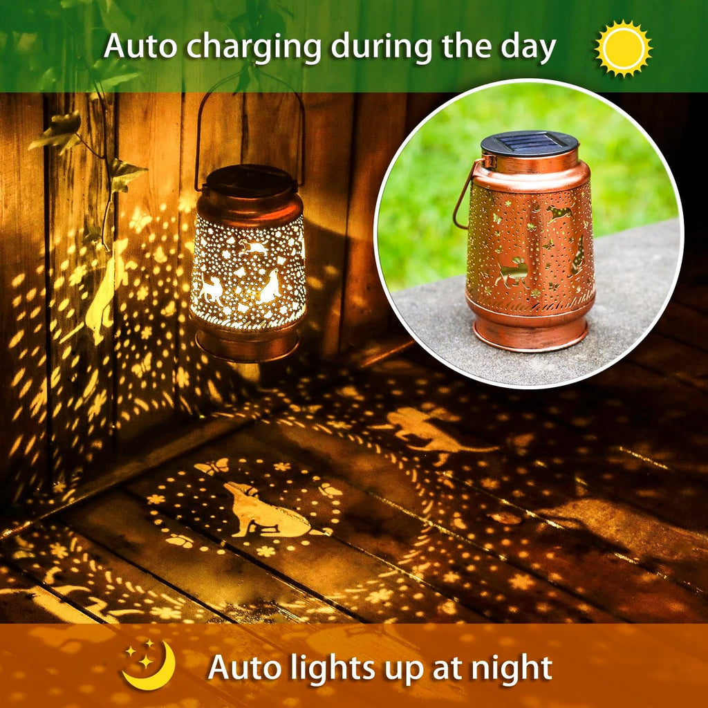 Dog Solar Lanterns Outdoor Waterproof Hanging Solar Lights Labrador Dog Gifts for Women Men Metal Decorative LED Lanterns for Yard, Patio, Lawn, Pathway, Landscape, Garden Decor, Dog Lovers Gifts