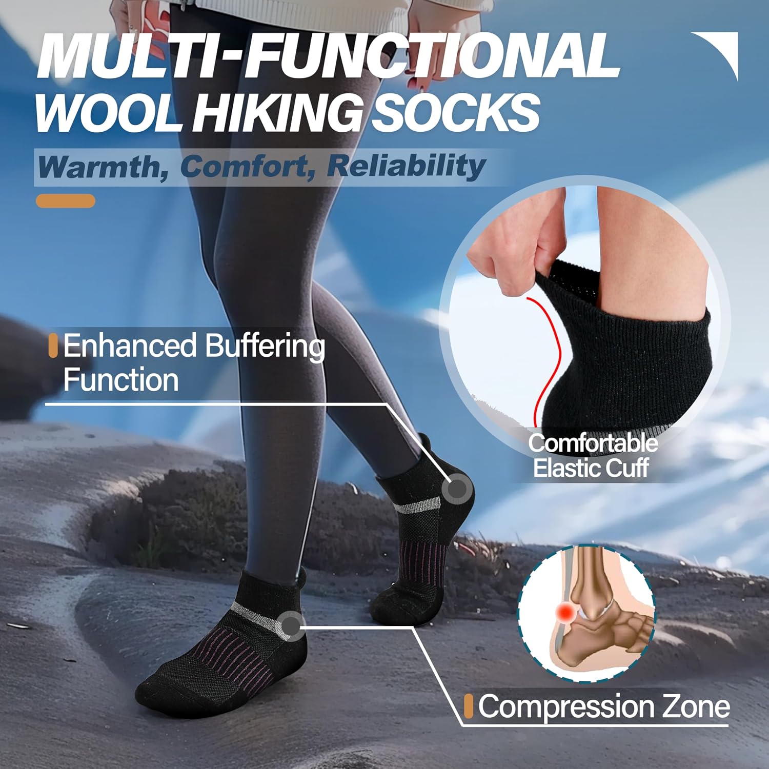 Anlisim Merino Wool Ankle Running Hiking Socks for Women and Men
