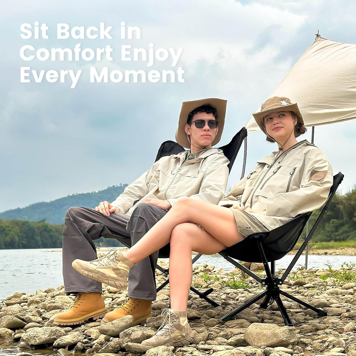 TCEK Portable Camping Chair - SwivelCore 180 Swivel & Auto-Return, Small Compact Lightweight Folding Chairs for Adults, Outdoor Backpack Chair for Adventures, Setup in Seconds, Support 300 LBS